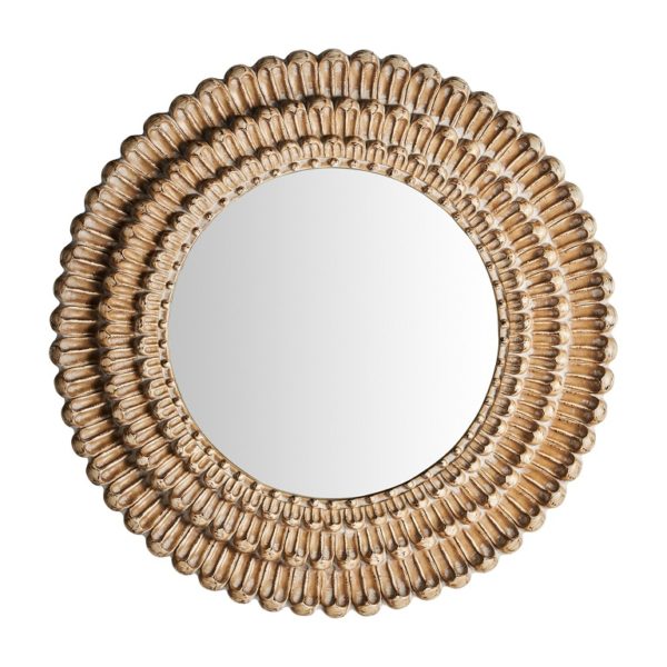 29340 Espejo decorativo redondo de diseño Art Decó Ø100 oro decapado