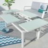 127375 Mesa de centro elevable AGNES 120 aluminio blanco y cristal - Imagen 2