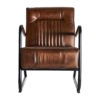 31160 Sillón de diseño vintage NEWRY piel marrón y hierro - Imagen 2