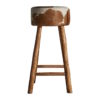 31155 Taburete alto de diseño nórdico DALLAS 77 piel y madera de eucalipto - Imagen 2