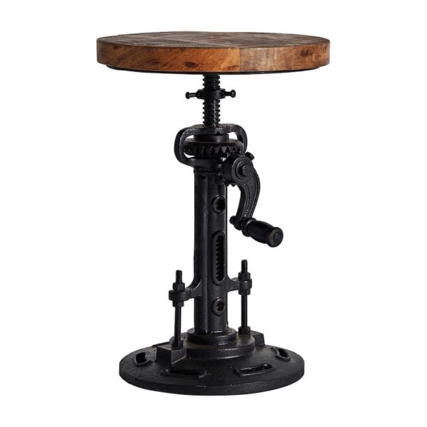 31166 Taburete de diseño industrial SEARCY 46 madera de mango y hierro negro