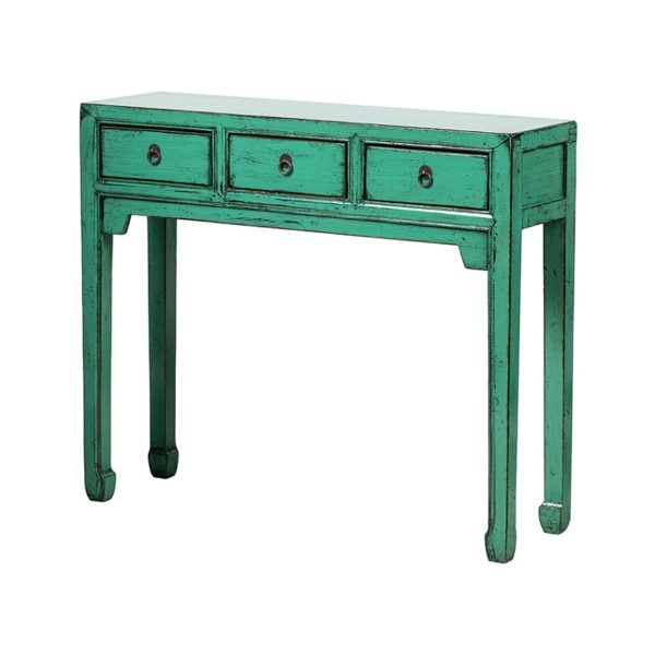 A345 Consola diseño oriental 100 madera verde con desgastes