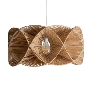 30009 Lámpara de techo de diseño contemporáneo 60 ratán natural y hierro
