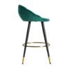 31295 Taburete alto de diseño Art Decó REDON tapizado terciopelo color verde y acero negro y dorado - Imagen 3