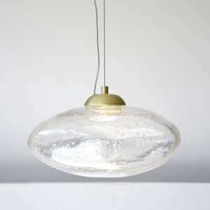 34MR22009 Lámpara de techo de diseño moderno AMEBA cristal traslúcido y metal oro viejo