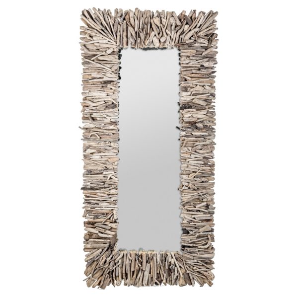 21159 Espejo decorativo de diseño étnico VARVERG 180 madera tropical acabado natural
