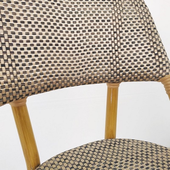 950913-DOR Silla vintage MICHELLE aluminio imitación bambú y textil arena - Imagen 3
