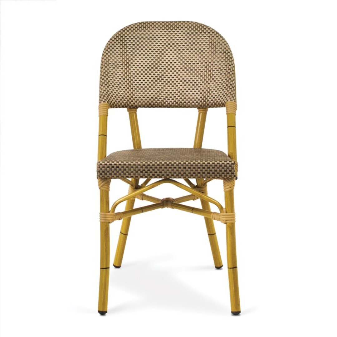 950913-DOR Silla vintage MICHELLE aluminio imitación bambú y textil arena - Imagen 4