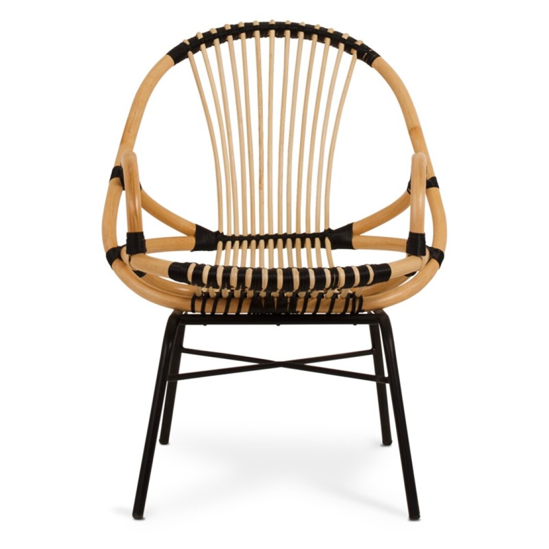 114022-NAT Sillón diseño vintage MENORCA caña negro y natural