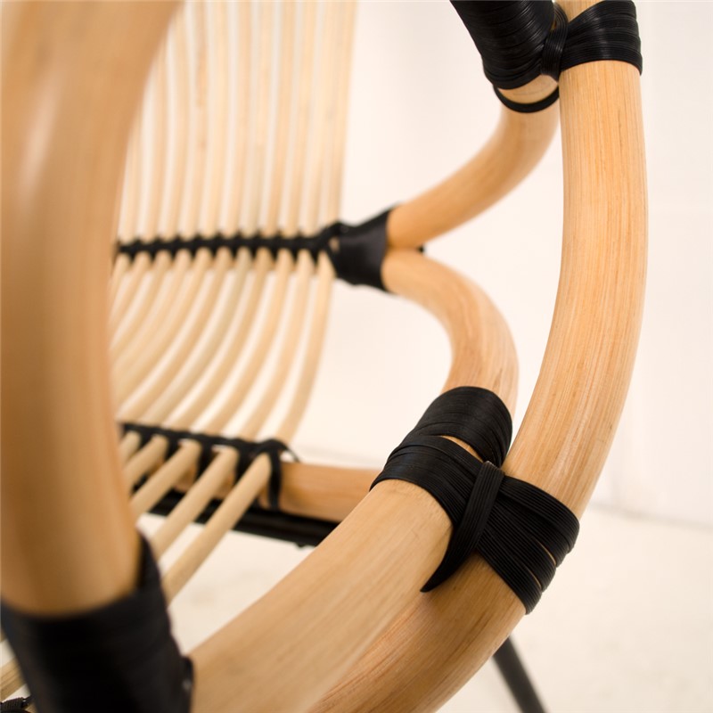 114022-NAT Sillón diseño vintage MENORCA caña negro y natural - Imagen 3