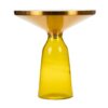 908008 Mesa auxiliar redonda de diseño Art Decó acero inoxidable y cristal amarillo