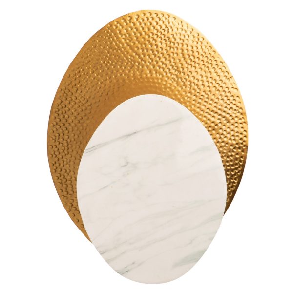 Aplique lámpara de pared de diseño moderno KENDRA latón dorado y símil mármol color blanco