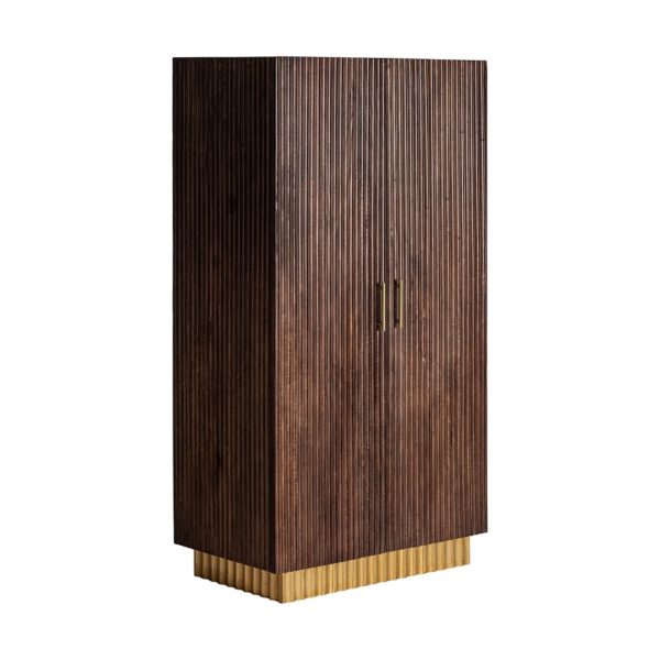 31284 Armario de diseño Art Decó MESIA 165 madera de mango color marrón y dorado