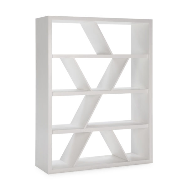 76455/02 Estantería de diseño moderno geométrico 185 madera acabado blanco