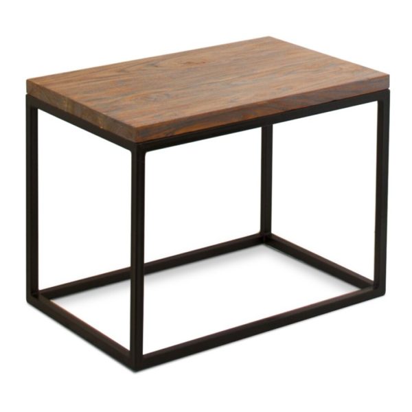 940052-OSC Mesa auxiliar de diseño industrial 60 hierro y madera patina oscura