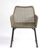 ROSANA-C Sillón o silla con reposabrazos para exterior metal y cuerda cemento