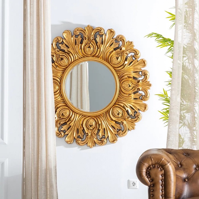 Espejo redondo dorado estilo art decó - ILUHOME