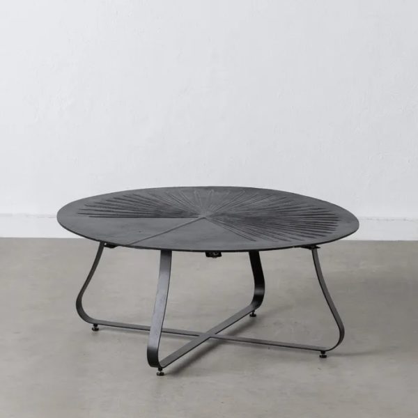 605353 Mesa de centro redonda diseño vintage 80 hierro y aluminio negro