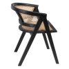 605882 Silla con reposabrazos diseño vintage madera negro y ratán rejilla - Imagen 3