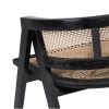 605882 Silla con reposabrazos diseño vintage madera negro y ratán rejilla - Imagen 4