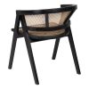 605882 Silla con reposabrazos diseño vintage madera negro y ratán rejilla - Imagen 6