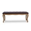 Banco o pie de cama de diseño clásico provenzal madera acabado natural tapizado capitoné color berenjena3