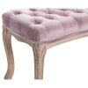 Banco o pie de cama diseño clásico terciopelo rosa capitoné y madera con tallas (2)