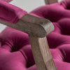 Butaca diseño clásico provenzal madera de abeto tapizado capitoné terciopelo rosa5