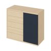 Cómoda de diseño moderno nórdico 5 cajones chapa de madera roble claro y puerta color antracita