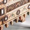 Consola diseño étnico madera de teka natural efecto envejecido decorada con tallas y herrajes5