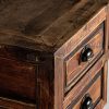Escritorio diseño oriental fabricación artesanal madera de olmo reciclado natural efecto envejecido 5 cajones4