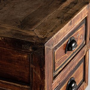 Escritorio diseño oriental fabricación artesanal madera de olmo reciclado natural efecto envejecido 5 cajones4