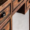 Escritorio diseño oriental fabricación artesanal madera de olmo reciclado natural efecto envejecido 5 cajones5