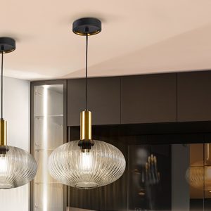 Lámpara de techo 1 luz de diseño moderno metal negro mate cristal moldeado transparente