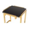 Mesa auxiliar cuadrada de diseño Art Decó acero color dorado y cristal color negro4