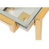 Mesa auxiliar cuadrada de diseño Art Decó acero color dorado y plata y cristal transparente7