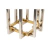 Mesa auxiliar diseño art decó acero y acrílico color dorado y plata y cristal transparente5