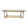 Mesa de centro diseño Art Decó acero y acrílico color dorado y plata y cristal transparente2