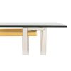 Mesa de centro diseño Art Decó acero y acrílico color dorado y plata y cristal transparente6