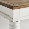 Mesa de centro rectangular diseño provenzal vintage madera blanco y natural desgastes patas torneadas5