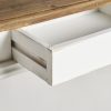 Mesa de centro rectangular diseño provenzal vintage madera blanco y natural desgastes patas torneadas7