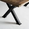 Mesa de comedor diseño industrial rustico vintage madea de pino reciclado natural acabado envejecido hierro negro6