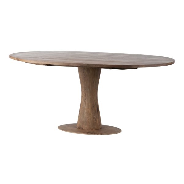 Mesa de comedor ovalada diseño moderno estilo rústico madera de mango y acacia color marrón