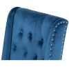 Silla de diseño clásico tapizado terciopelo azul oscuro capitoné y tachuelas (5)