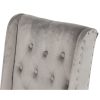 Silla de diseño clásico tapizado terciopelo gris capitoné y tachuelas (4)
