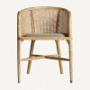 Sillón diseño vintage madera de abedul color natural respaldo rejilla asiento tapizado lino2