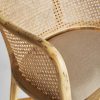 Sillón diseño vintage madera de abedul color natural respaldo rejilla asiento tapizado lino5