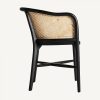 Sillón diseño vintage madera de abedul color negro respaldo rejilla asiento tapizado lino3