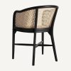Sillón diseño vintage madera de abedul color negro respaldo rejilla asiento tapizado lino4