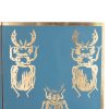 Aparador alto diseño art decó Kitsch madera abedul pintado a mano tono azul y dorado con patas torneadas6